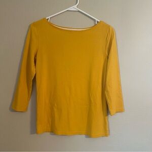 The Talbots Tee Mustard Three Quarter Sleeve Top 100% Pima Cotton - Size XS